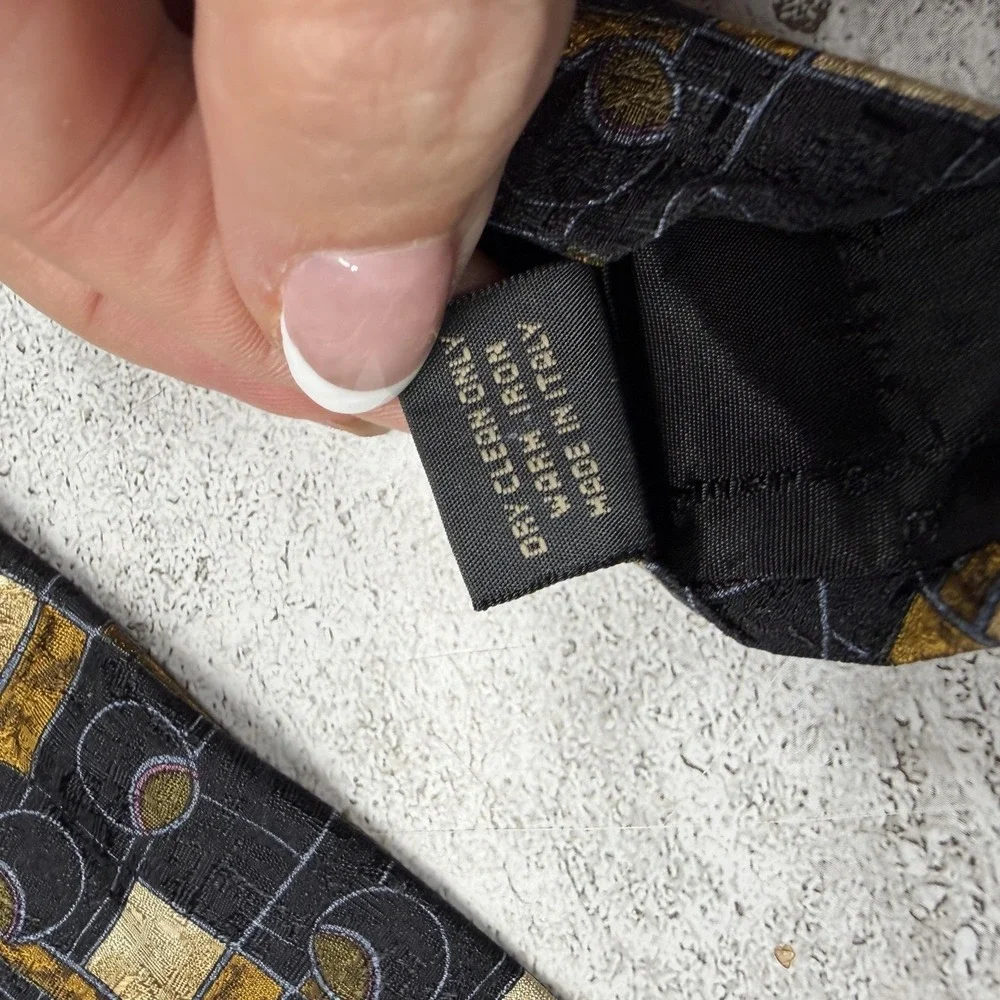 Ermenegildo Zegna‎ 100% Silk Tie Mens One Size Black Made In Italy Necktie
